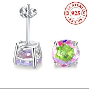 Irredescent STERLING silver STUDS